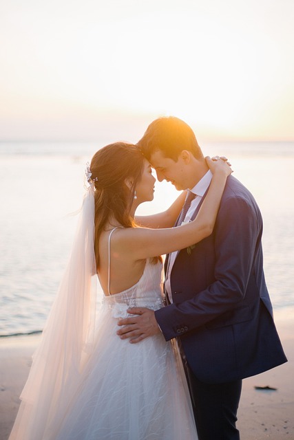 A wedding memory by the sea at sunset